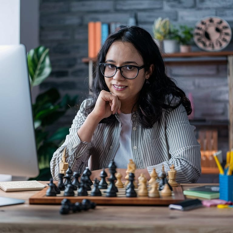 mujerjugandoajedrez